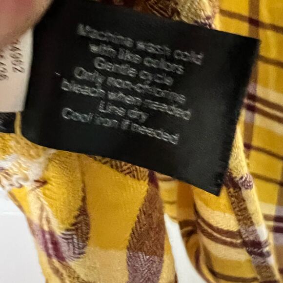 Lane Bryant Women's Top Size 18/20 Plaid Mustard Color Drawstring Waist Collared - Picture 11 of 12